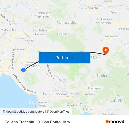 Pollena Trocchia to San Potito Ultra map