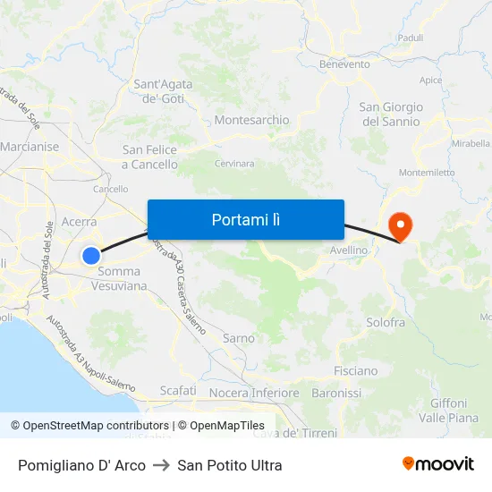 Pomigliano D' Arco to San Potito Ultra map