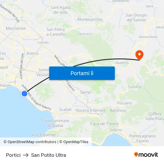 Portici to San Potito Ultra map