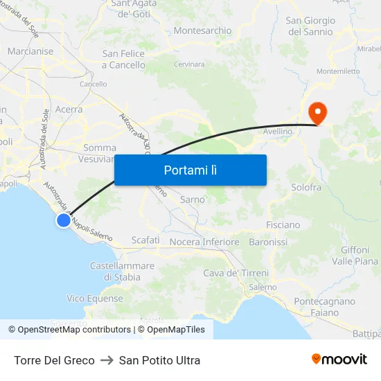 Torre Del Greco to San Potito Ultra map