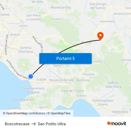 Boscotrecase to San Potito Ultra map