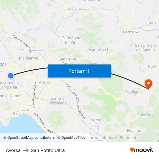 Aversa to San Potito Ultra map