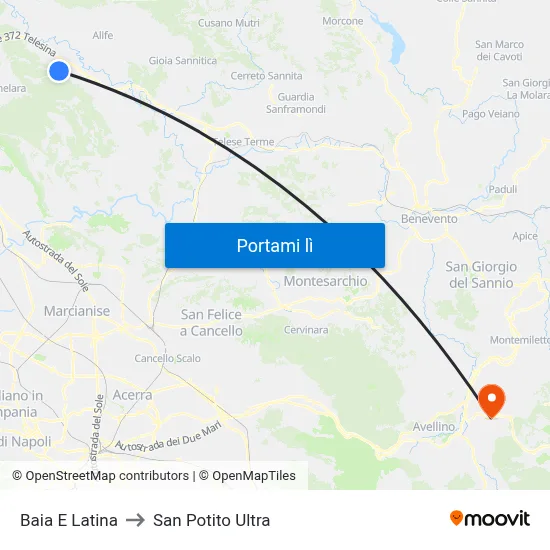 Baia E Latina to San Potito Ultra map