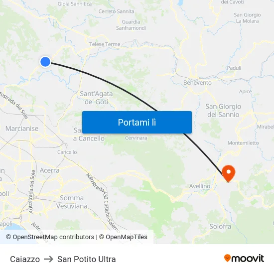 Caiazzo to San Potito Ultra map