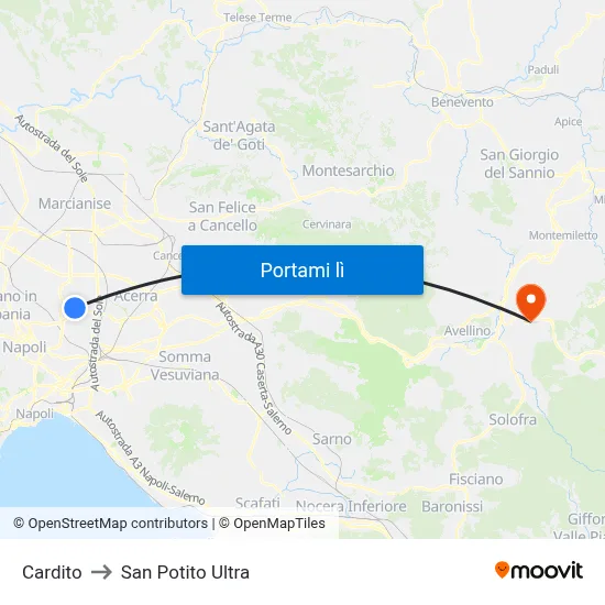 Cardito to San Potito Ultra map