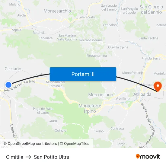 Cimitile to San Potito Ultra map