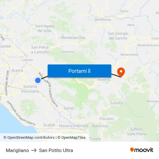 Marigliano to San Potito Ultra map