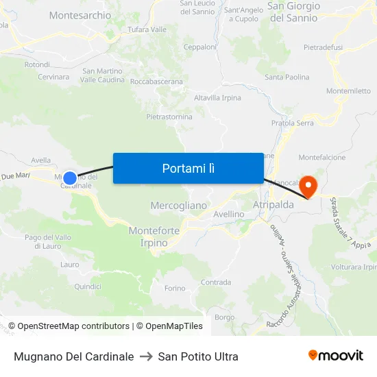 Mugnano Del Cardinale to San Potito Ultra map