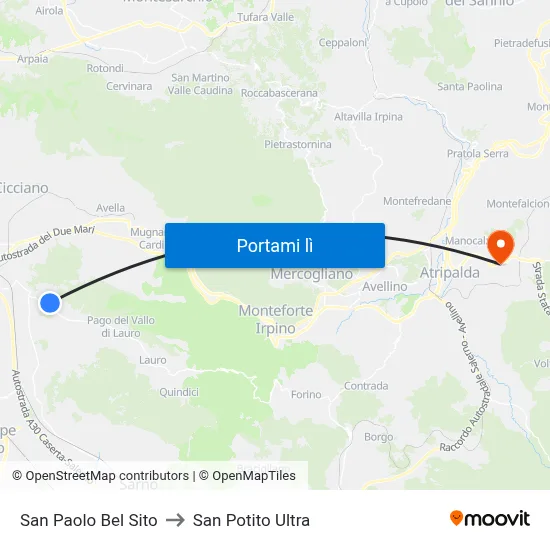 San Paolo Bel Sito to San Potito Ultra map
