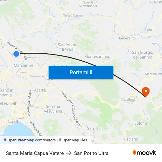 Santa Maria Capua Vetere to San Potito Ultra map