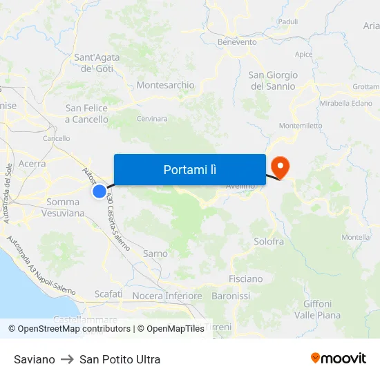 Saviano to San Potito Ultra map