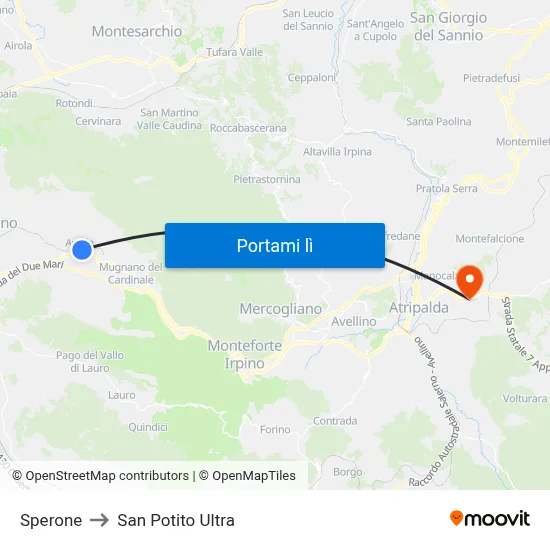 Sperone to San Potito Ultra map