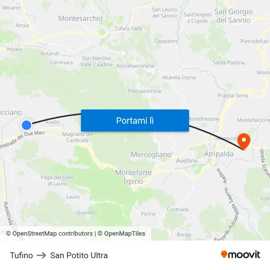 Tufino to San Potito Ultra map