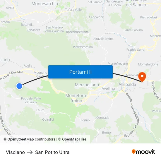 Visciano to San Potito Ultra map