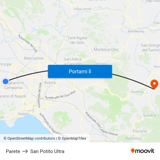 Parete to San Potito Ultra map