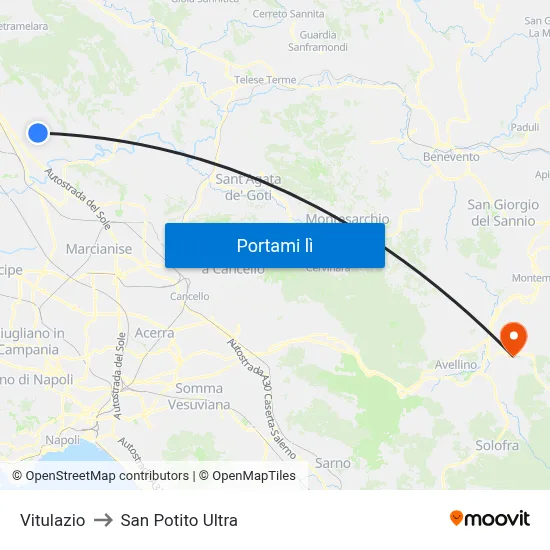 Vitulazio to San Potito Ultra map