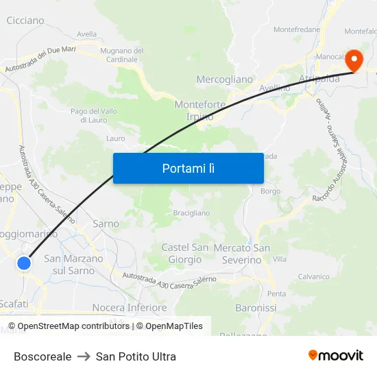 Boscoreale to San Potito Ultra map