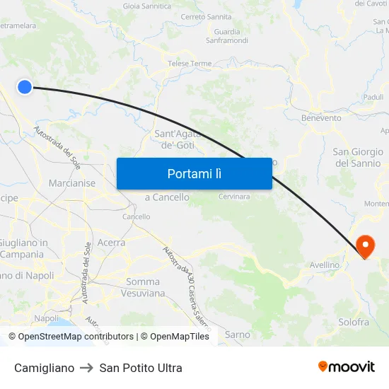 Camigliano to San Potito Ultra map