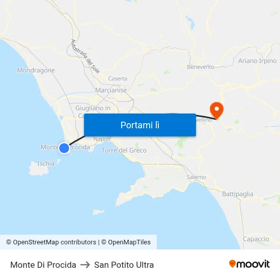 Monte Di Procida to San Potito Ultra map