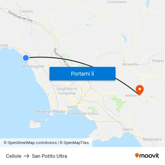 Cellole to San Potito Ultra map