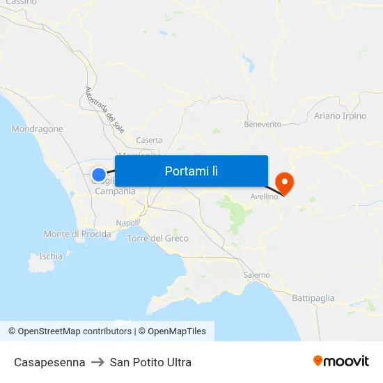Casapesenna to San Potito Ultra map