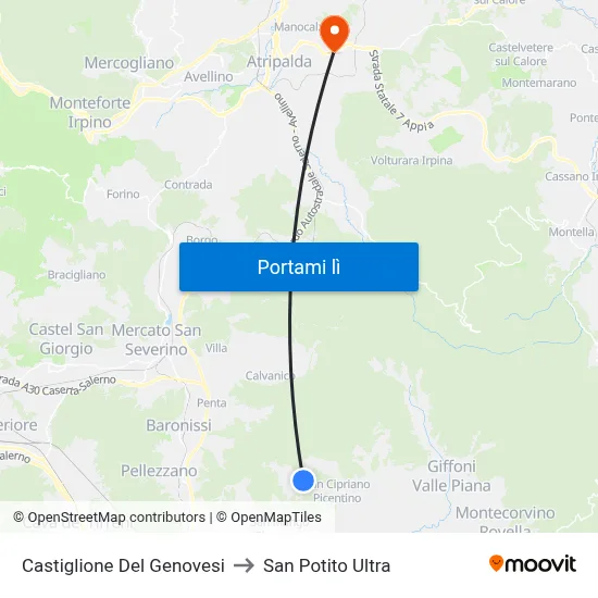 Castiglione Del Genovesi to San Potito Ultra map