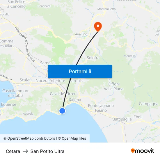 Cetara to San Potito Ultra map