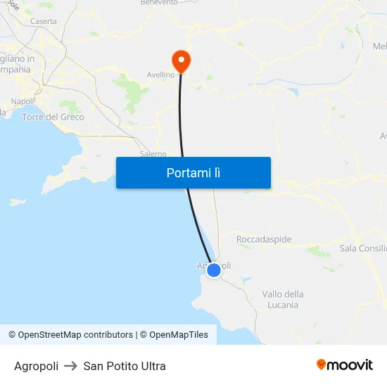 Agropoli to San Potito Ultra map