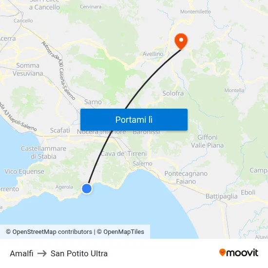Amalfi to San Potito Ultra map