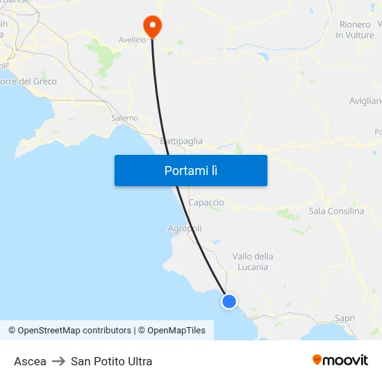Ascea to San Potito Ultra map