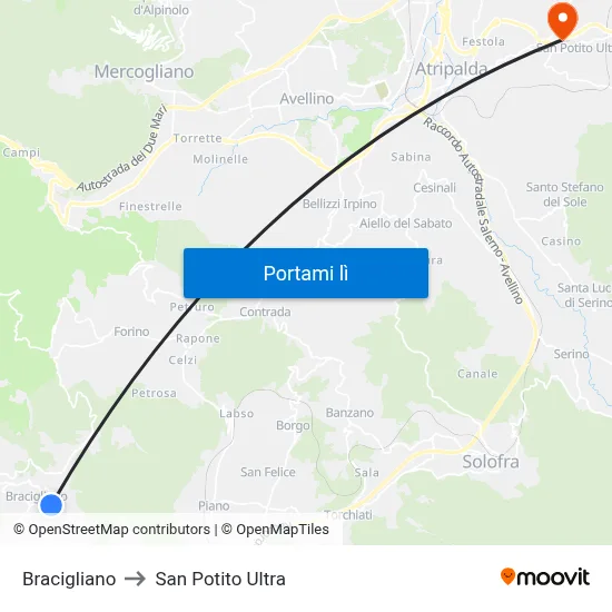 Bracigliano to San Potito Ultra map
