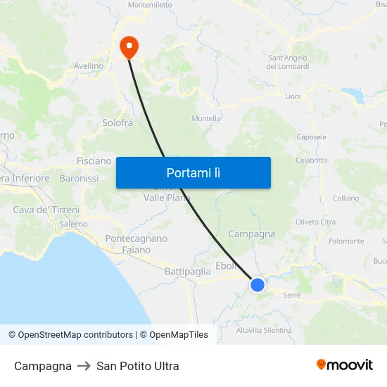 Campagna to San Potito Ultra map