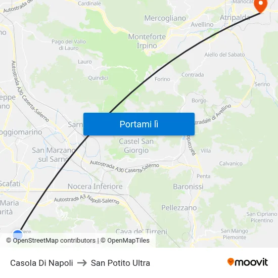 Casola Di Napoli to San Potito Ultra map