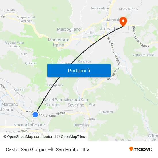 Castel San Giorgio to San Potito Ultra map