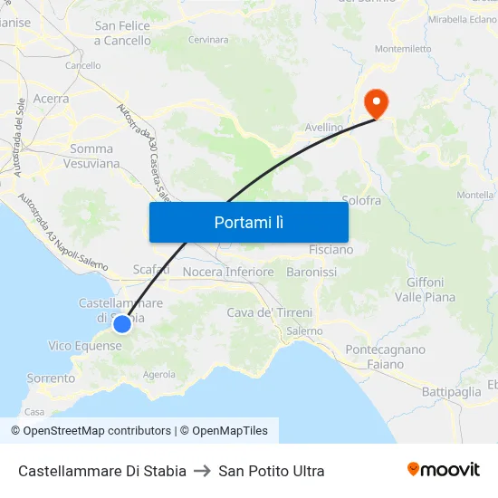 Castellammare Di Stabia to San Potito Ultra map