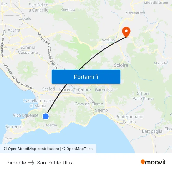 Pimonte to San Potito Ultra map