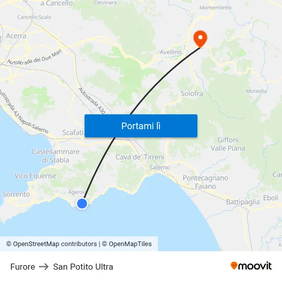 Furore to San Potito Ultra map