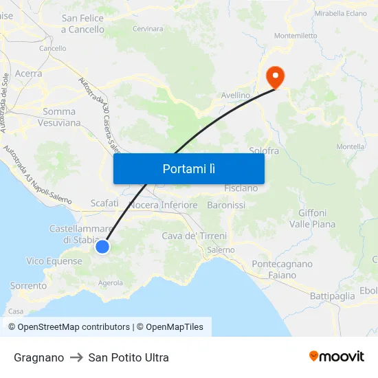 Gragnano to San Potito Ultra map