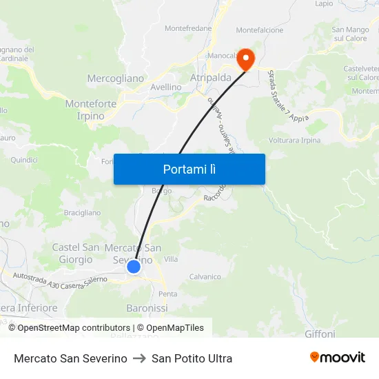 Mercato San Severino to San Potito Ultra map