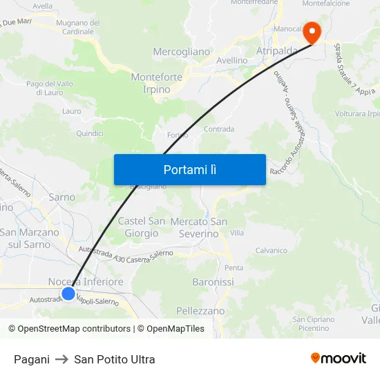 Pagani to San Potito Ultra map