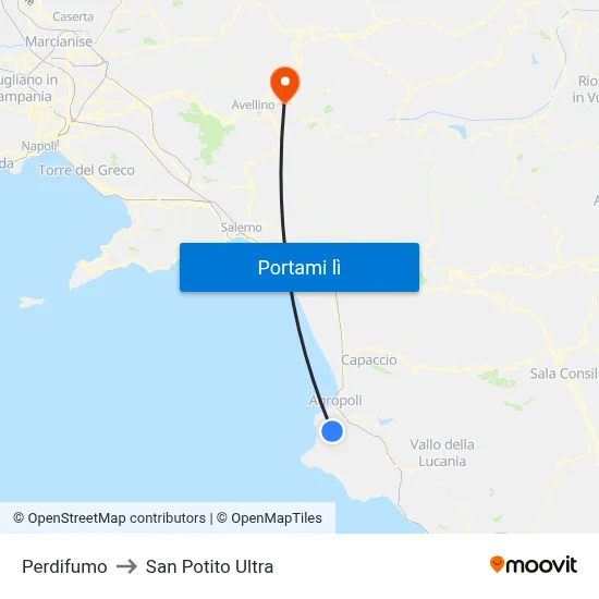 Perdifumo to San Potito Ultra map