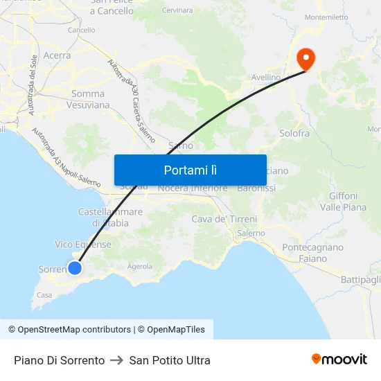 Piano Di Sorrento to San Potito Ultra map