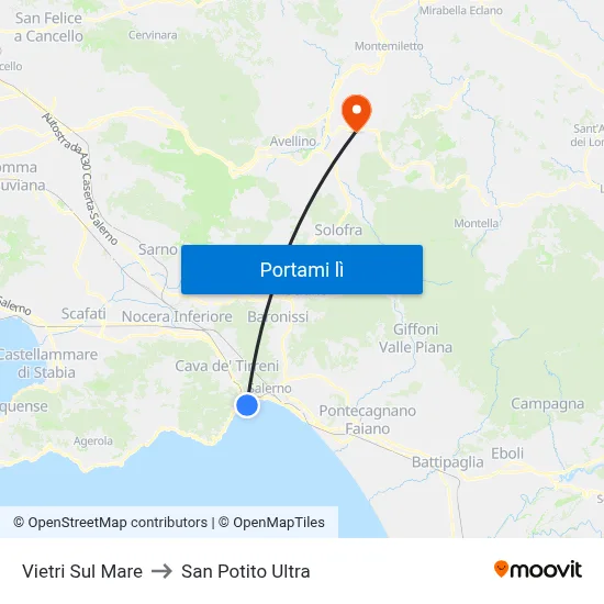 Vietri Sul Mare to San Potito Ultra map