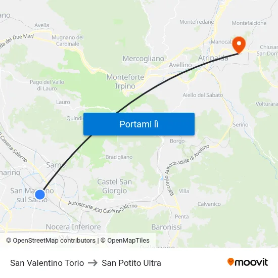 San Valentino Torio to San Potito Ultra map