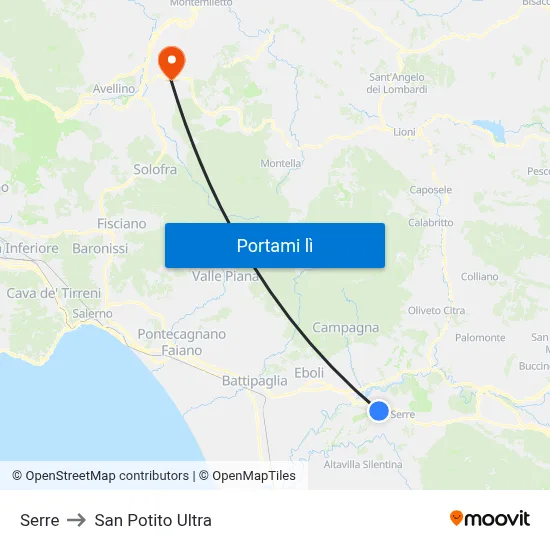 Serre to San Potito Ultra map