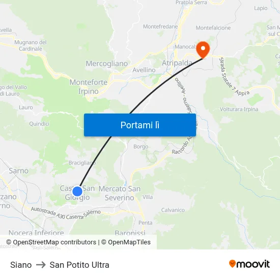 Siano to San Potito Ultra map