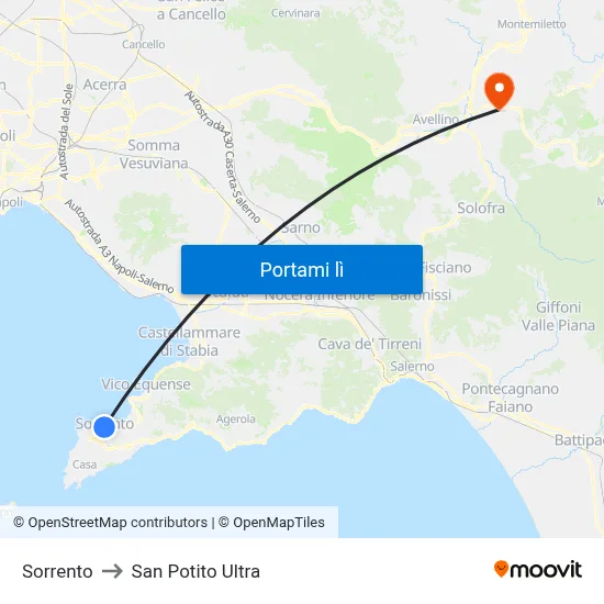 Sorrento to San Potito Ultra map