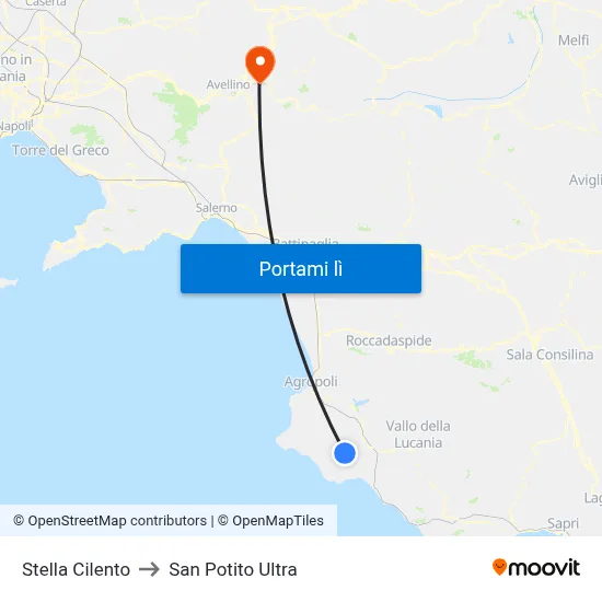 Stella Cilento to San Potito Ultra map