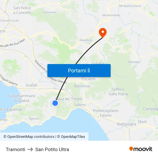 Tramonti to San Potito Ultra map