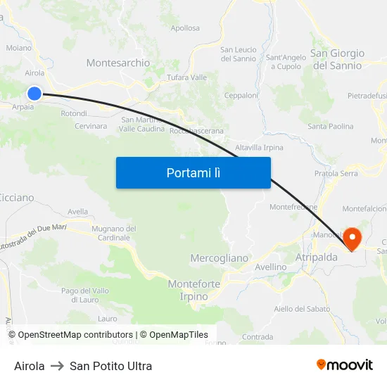 Airola to San Potito Ultra map